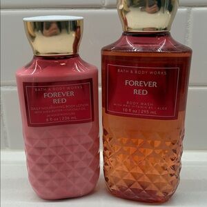 NWT!Forever Red  BBW  Body Wash and Lotion Set